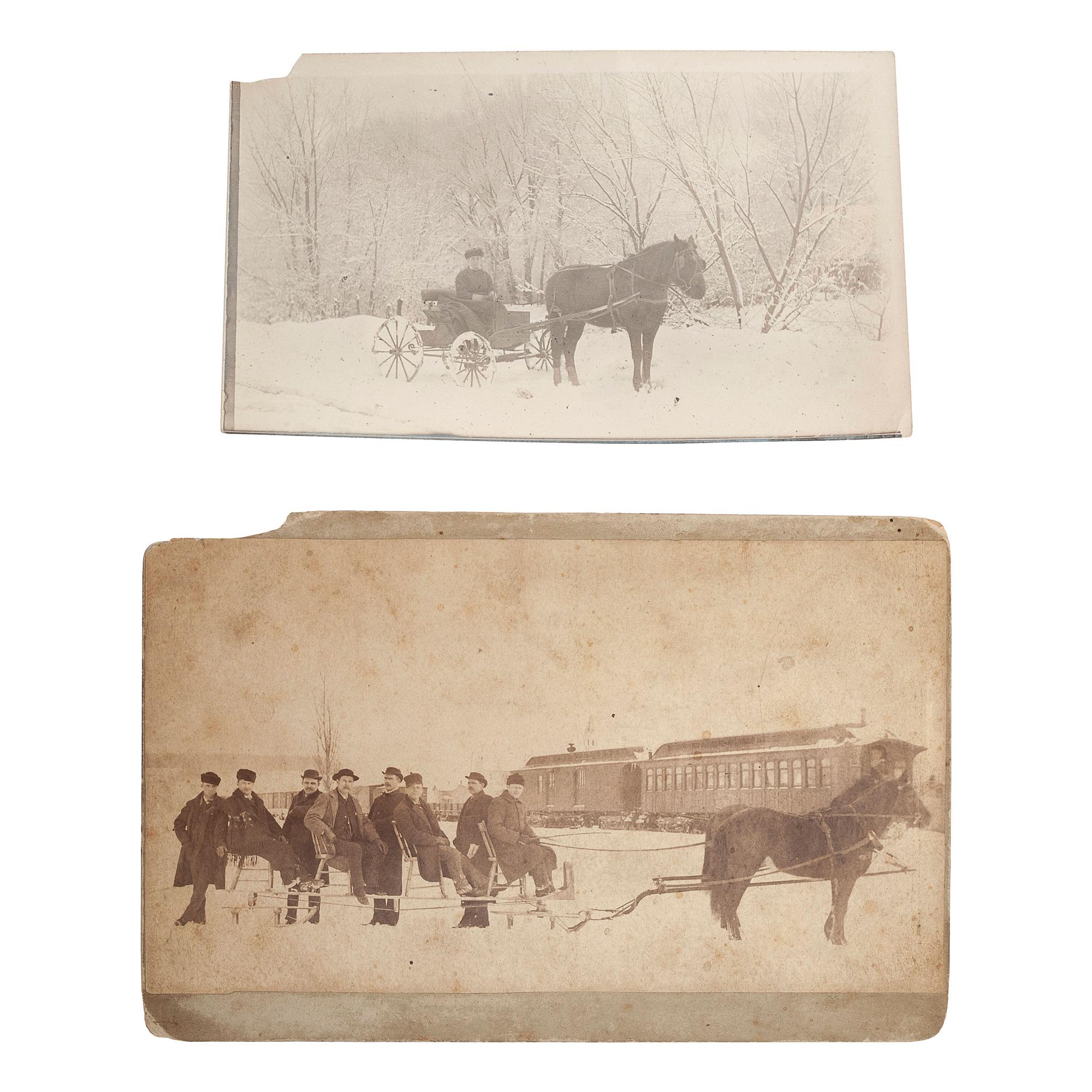 [TRANSPORTATION - STAGECOACHES]. A group of albumen and silver gelatin photographs depicting stagecoaches and wagons, comprising: