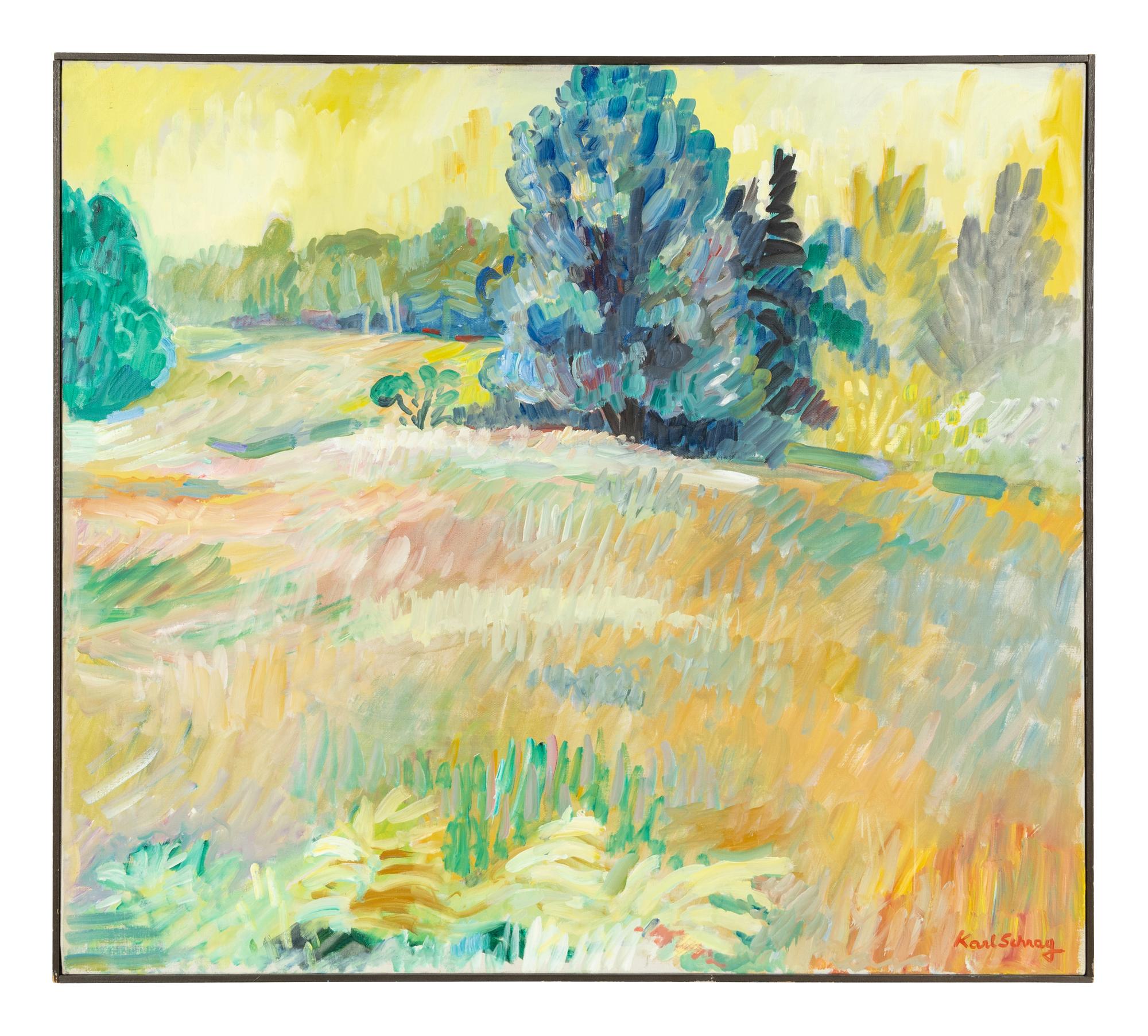 Meadow with Tree, Golden Haze