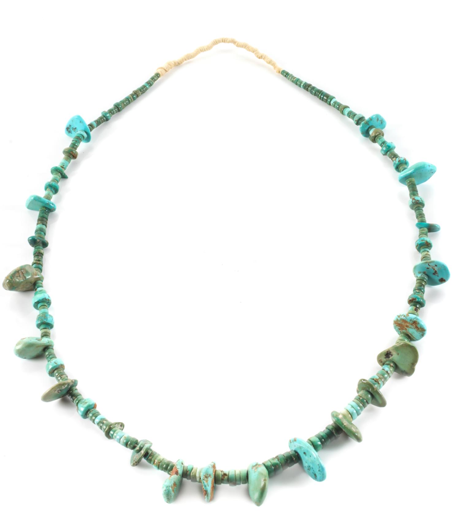 Southwestern Turquoise Tab Necklace Length 31 inches