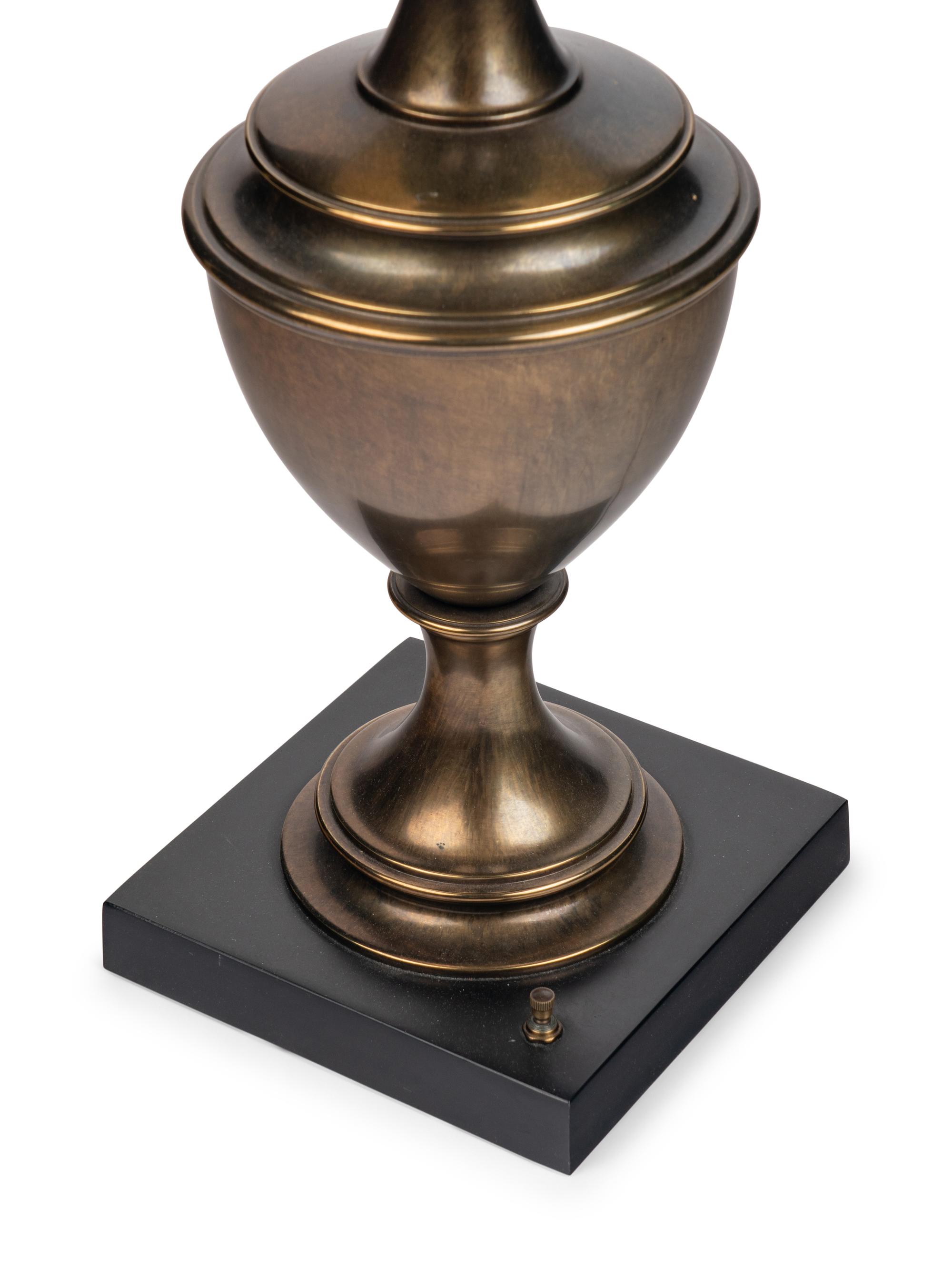 A Patinated Brass Urn-Form Table Lamp