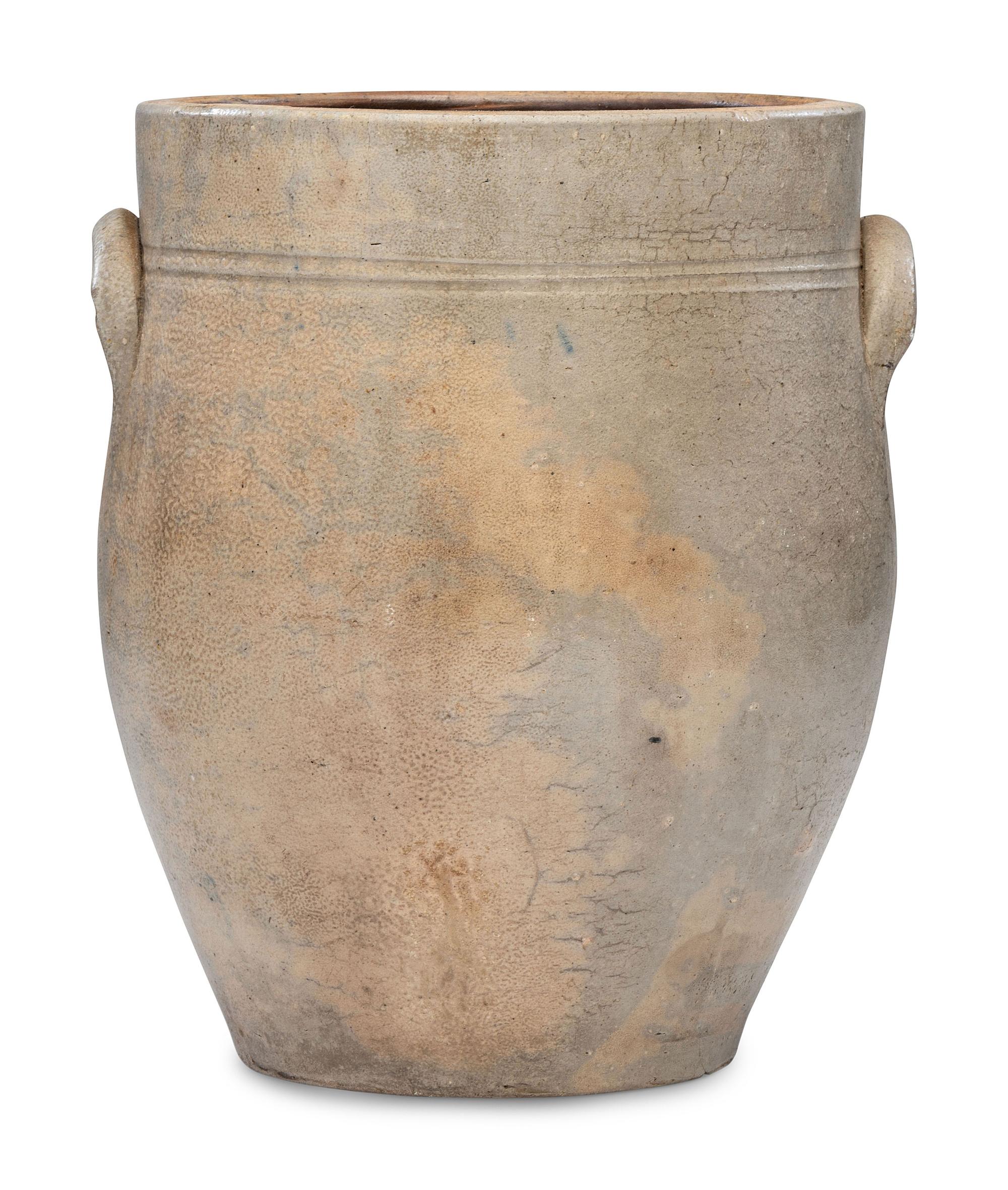 An I. M. Mead Two-Gallon Cobalt Decorated Stoneware Crock