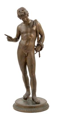 A Continental Bronze Figure of Narcissus Height 25 inches. — AFTER THE ANTIQUE, LATE 19TH/EARLY 20TH CENTURY