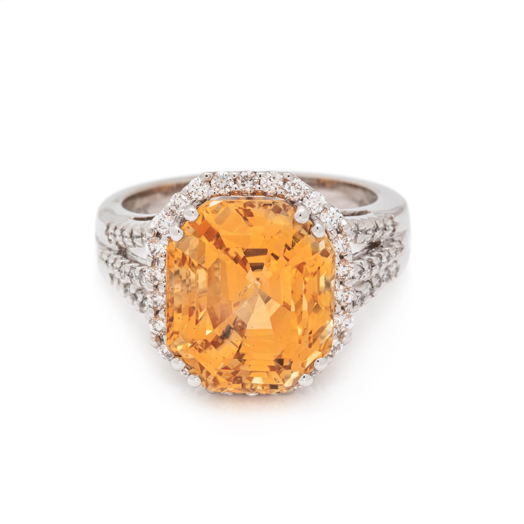 CEYLON, ORANGE-YELLOW SAPPHIRE AND DIAMOND RING