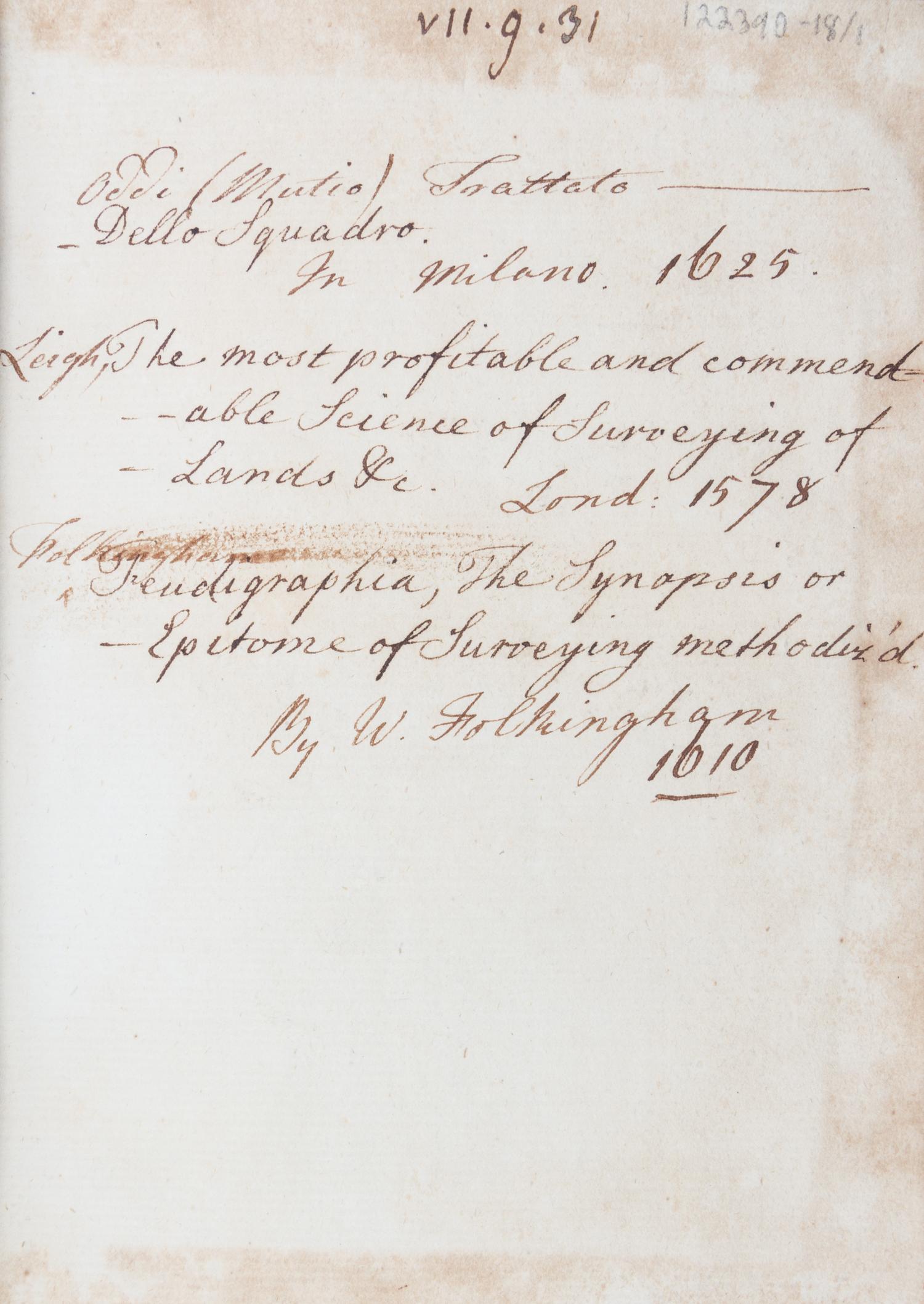 (SURVEYING) LEIGH, VALENTINE, ET AL. Three 16th and 17th century works on surveying bound as one.