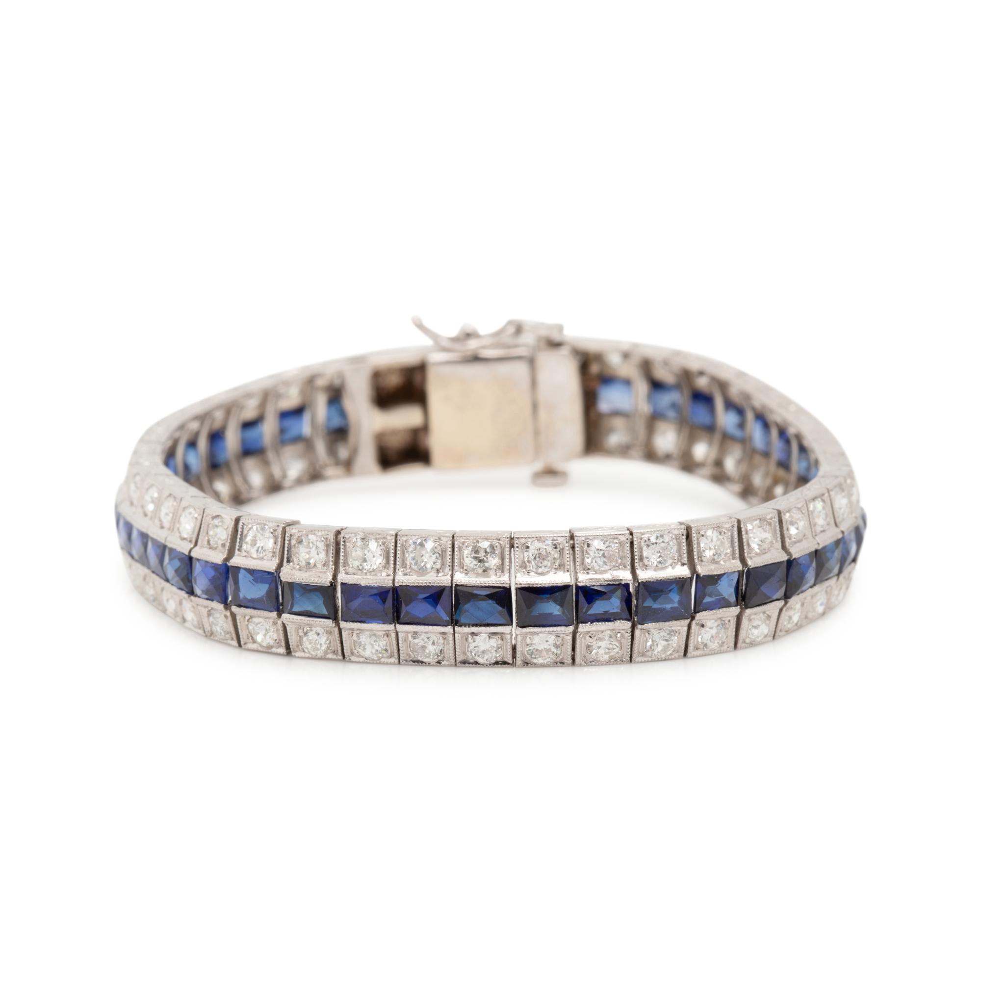 ART DECO, DIAMOND AND SYNTHETIC SAPPHIRE BRACELET