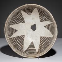 Ancestral Pueblo, Mimbres Classic Black-on-White Pottery Bowl, with Star or Blossom Design