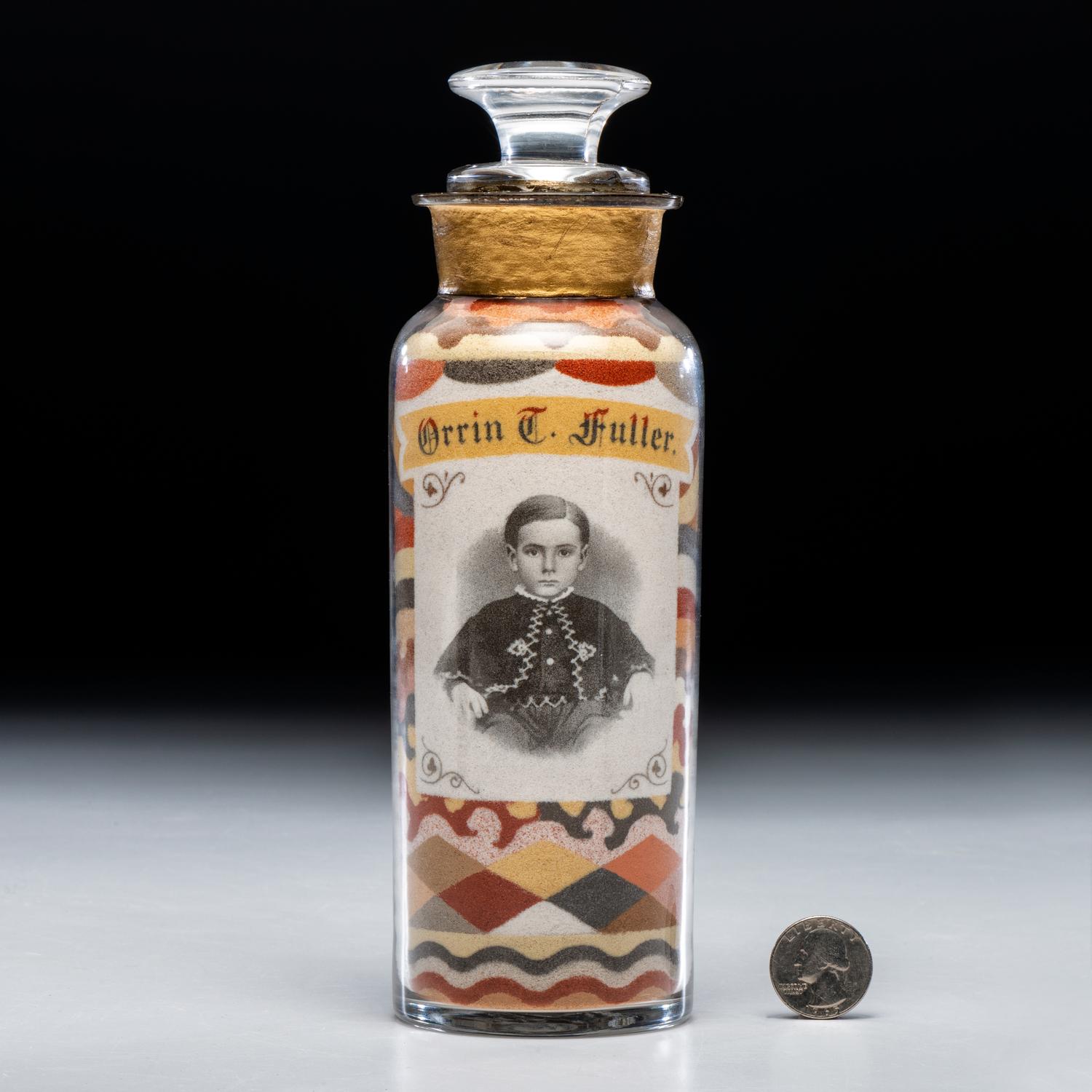 A Rare and Important Andrew Clemens (American, 1857-1894) Portrait Sand Bottle