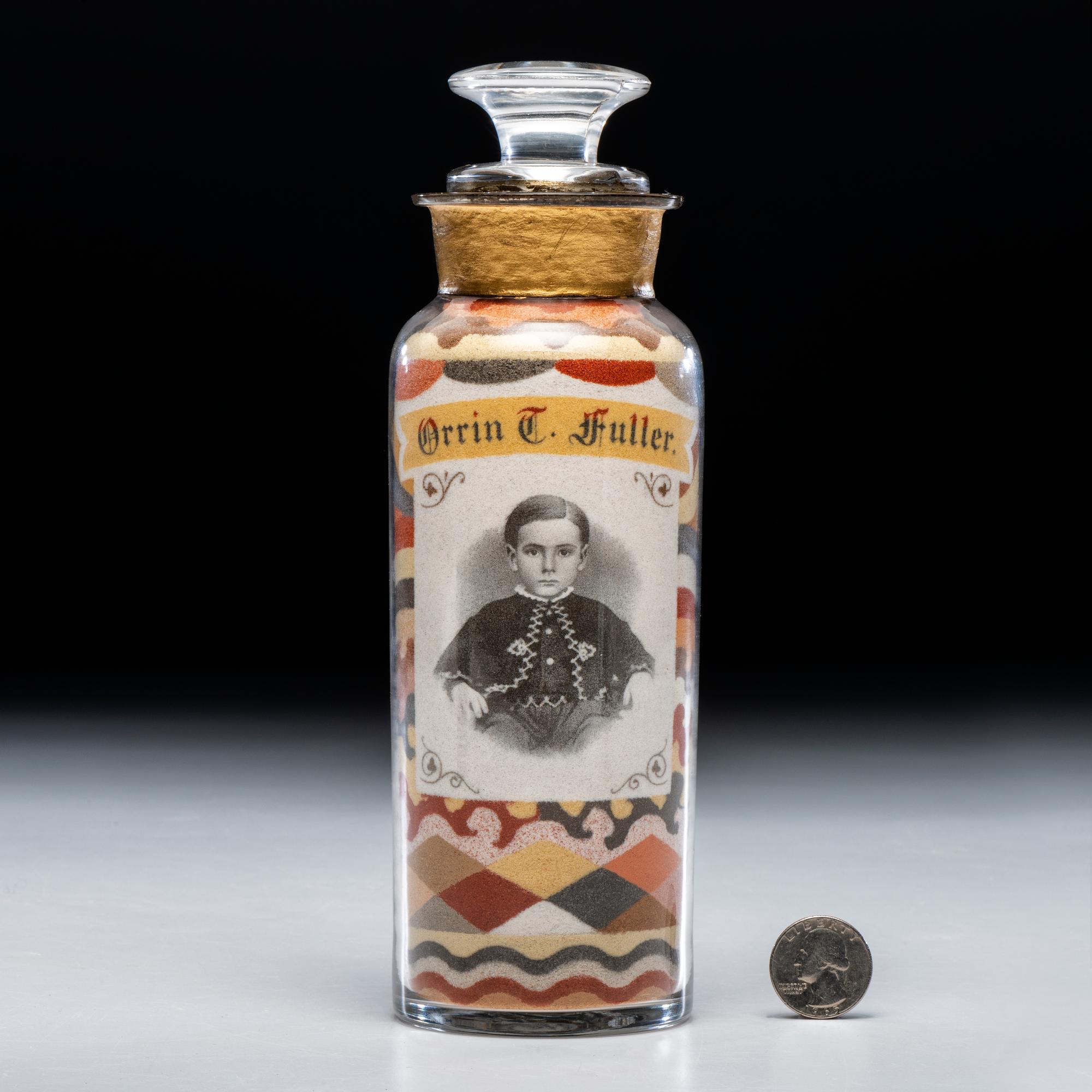A Rare and Important Andrew Clemens (American, 1857-1894) Portrait Sand Bottle