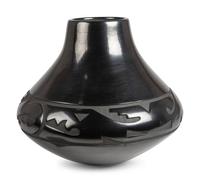 Carved Blackware Pottery Jar