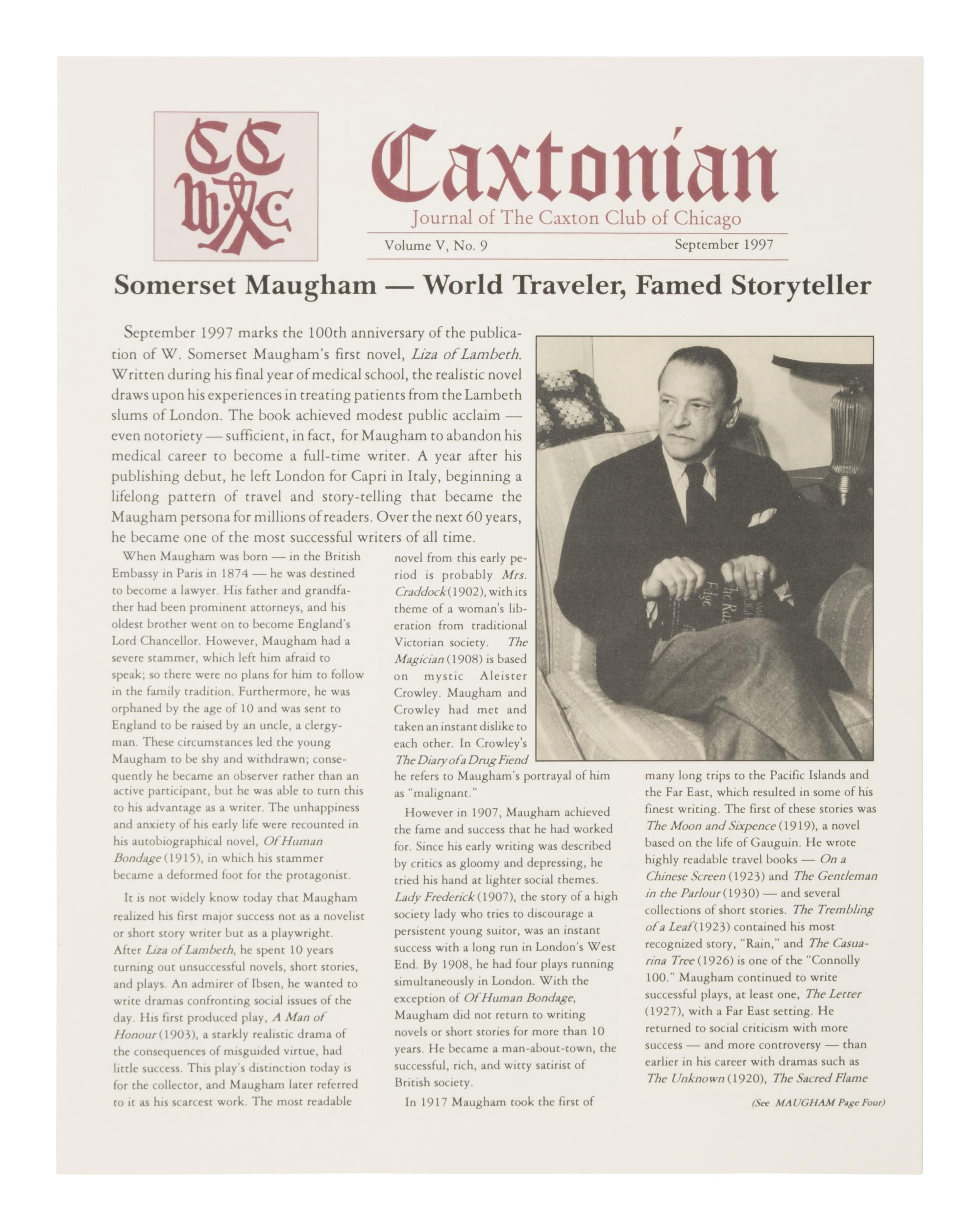 [Literature] [Maugham, W. Somerset]. Large Archive of Related Works