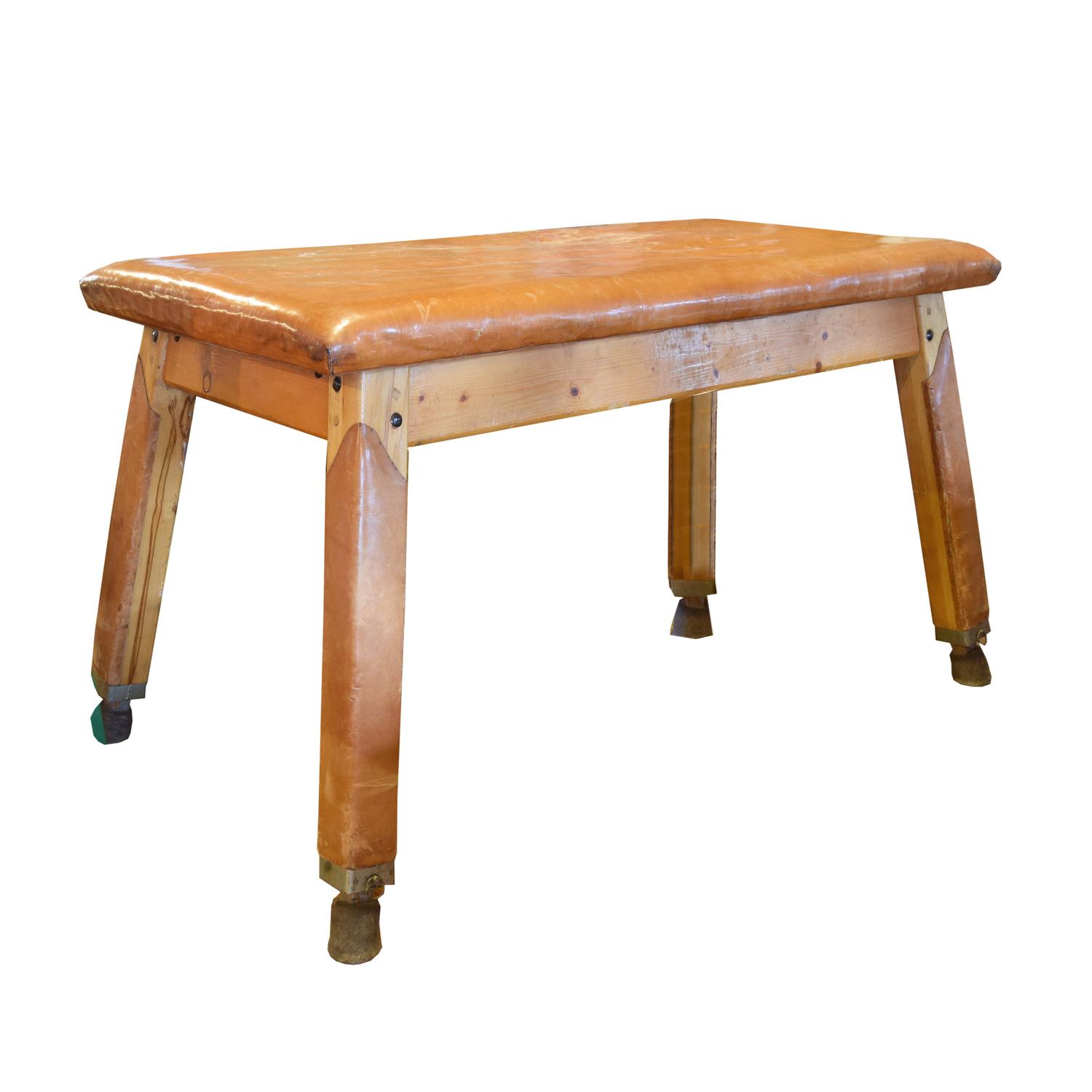 A Leather and Wood Vaulting Table 70" W x 38.5" D x 37" H — Czech Republic, Circa 1930