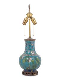 A Chinese Cloisonné Vase Mounted as a Lamp
