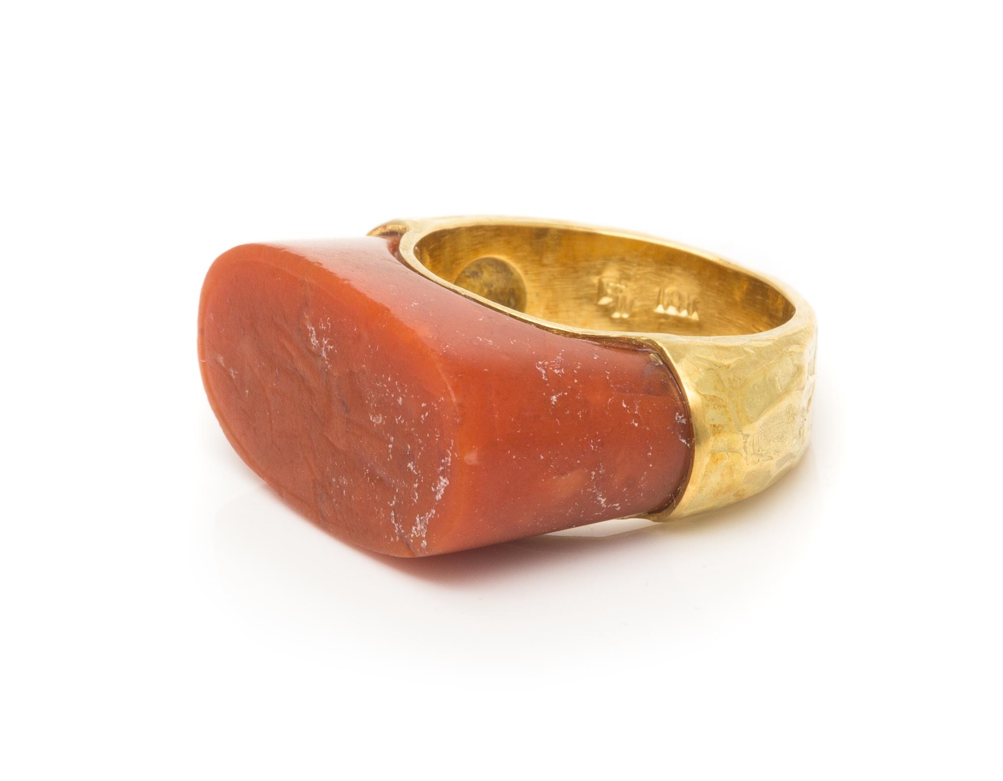 An 18 Karat Yellow Gold and Ancient Carnelian Intaglio Ring, Ed Wiener, 10.10 dwts.