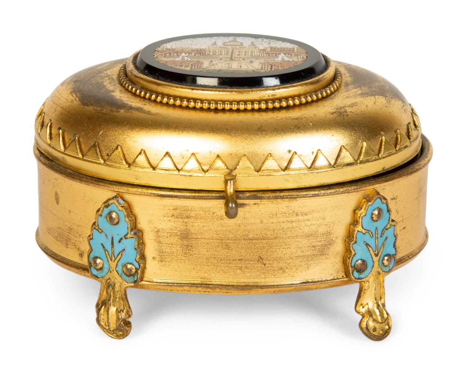 An Italian Micromosaic and Gilt Metal Trinket Box