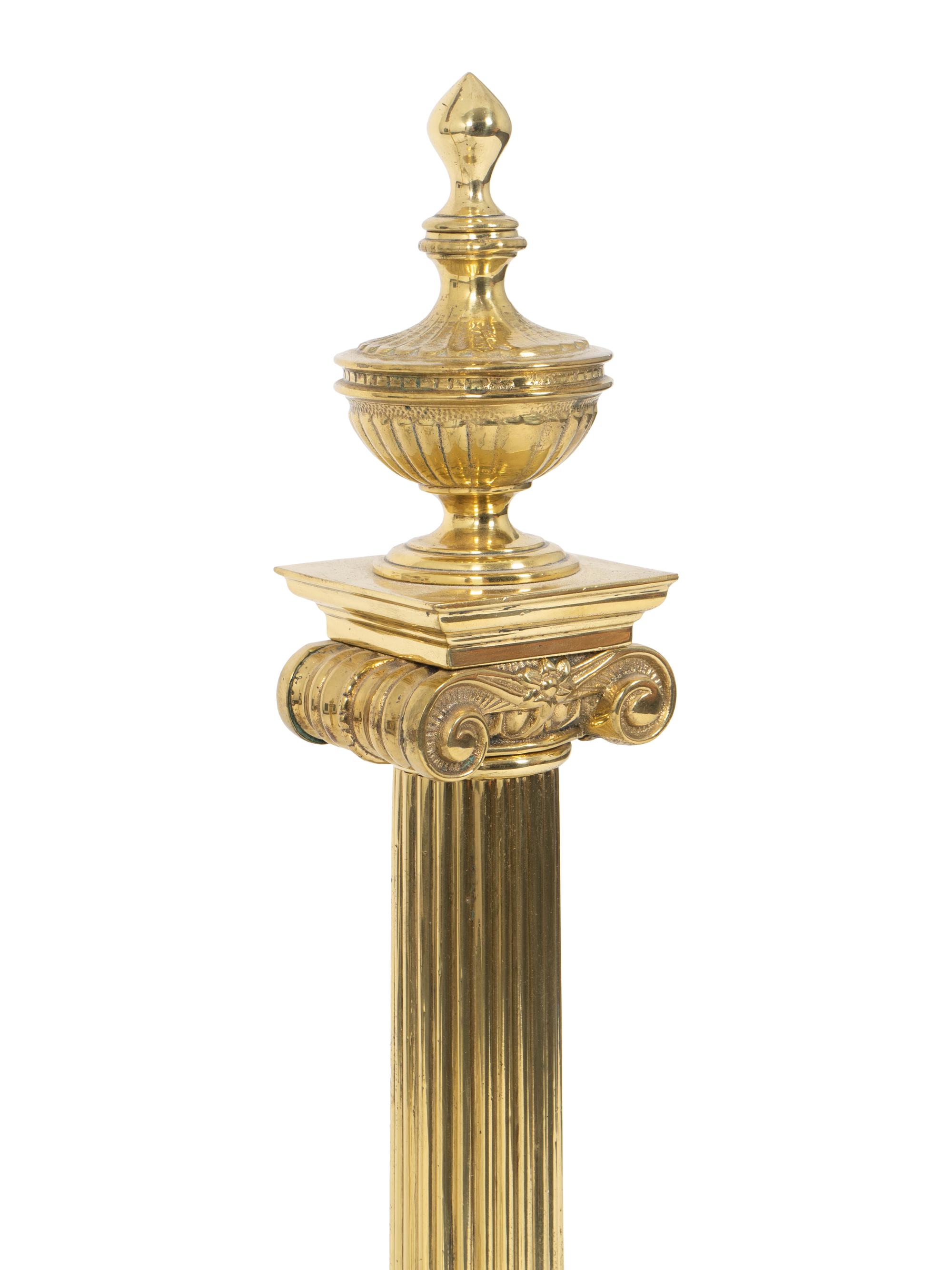 A Pair of Neoclassical Style Brass Andirons — 20TH CENTURY