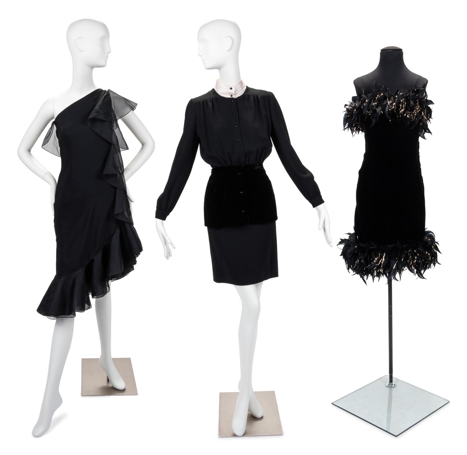 Three Designer Dresses: Valentino, Adele Simpson, Yves Saint Laurent, 1980-90s