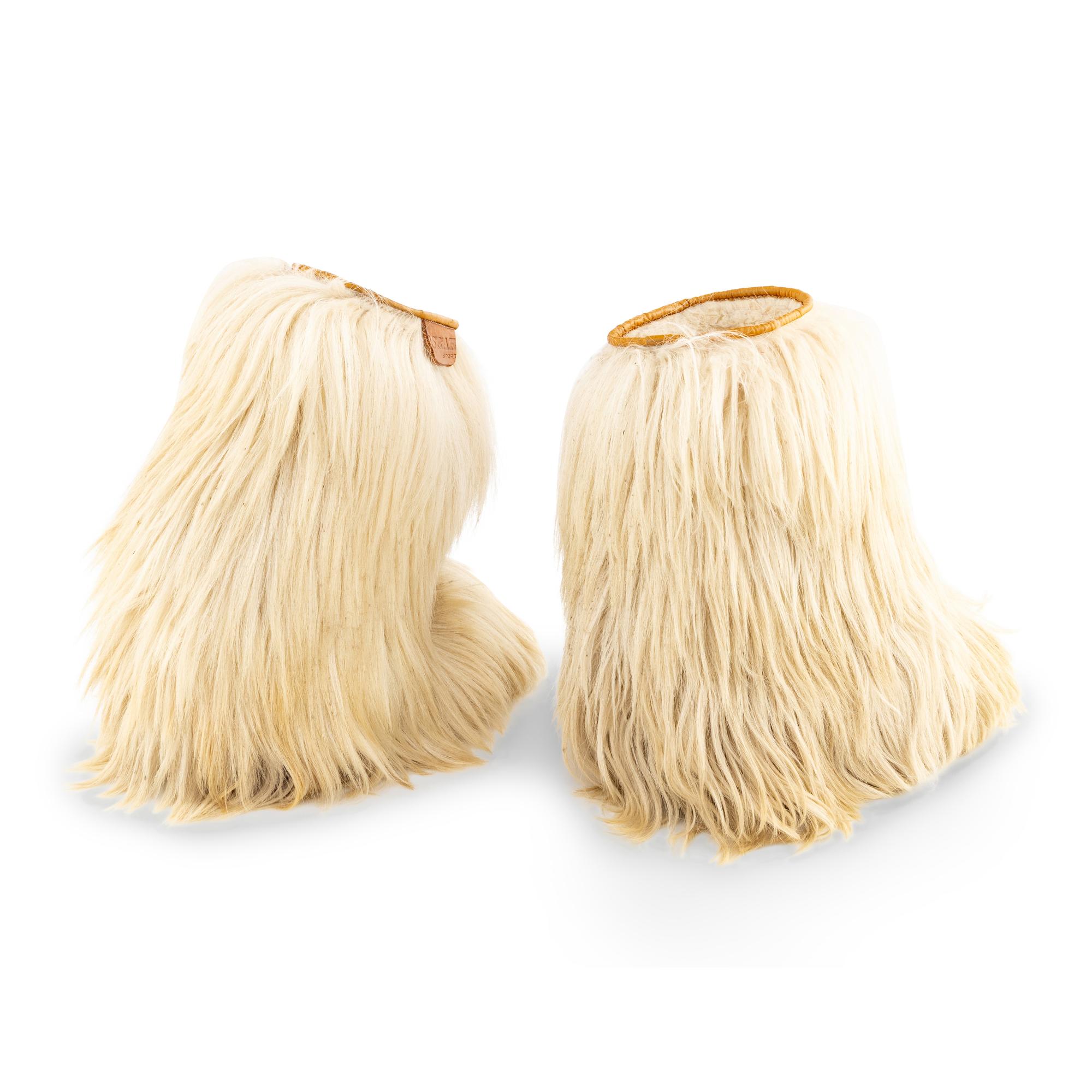 A Pair of Tibetan Goat Fur Boots