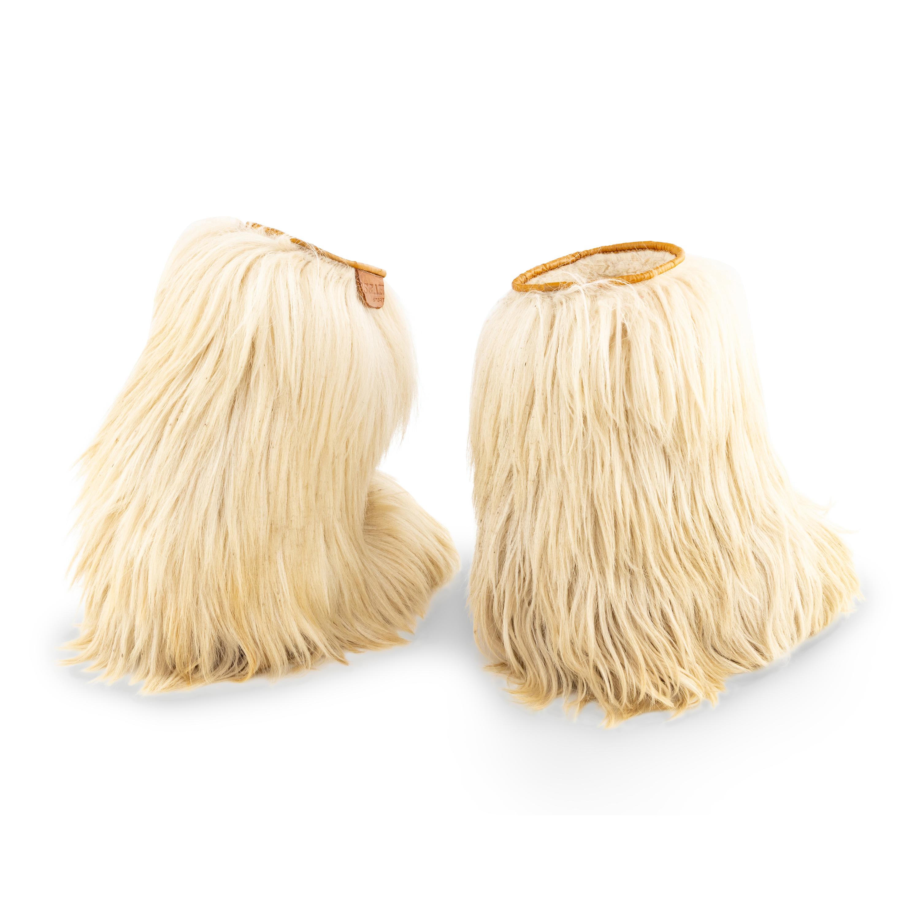A Pair of Tibetan Goat Fur Boots