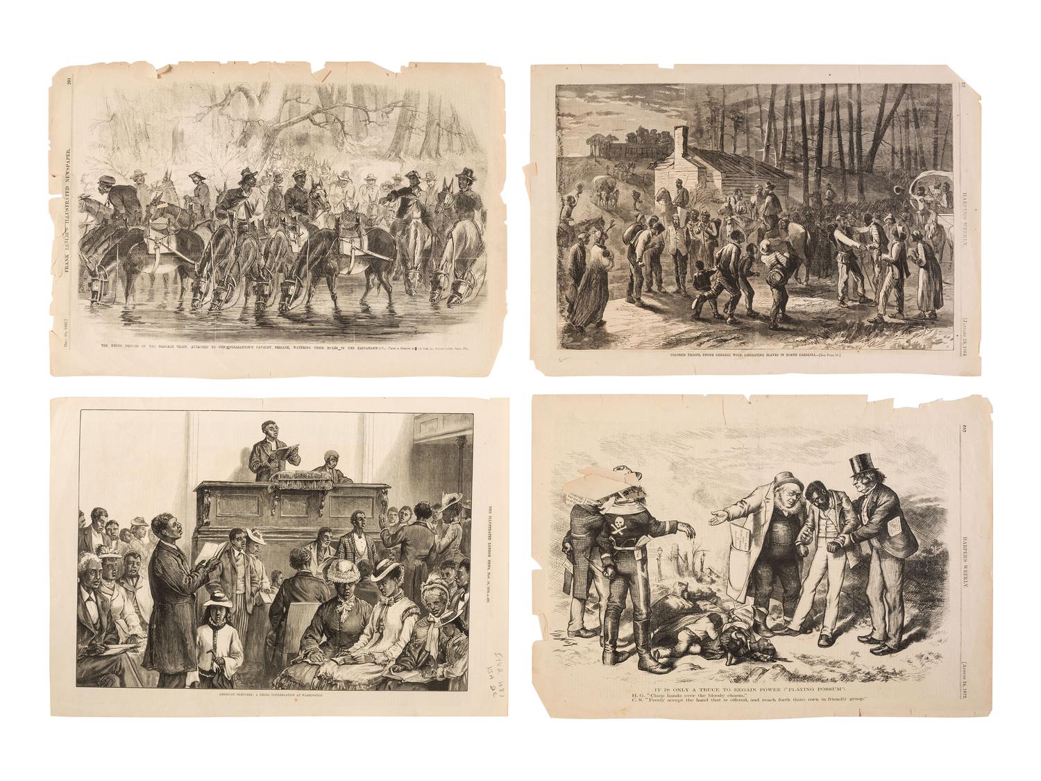[CIVIL WAR]. A group of engravings presenting scenes and subjects mostly related to enslavement and the Civil War.