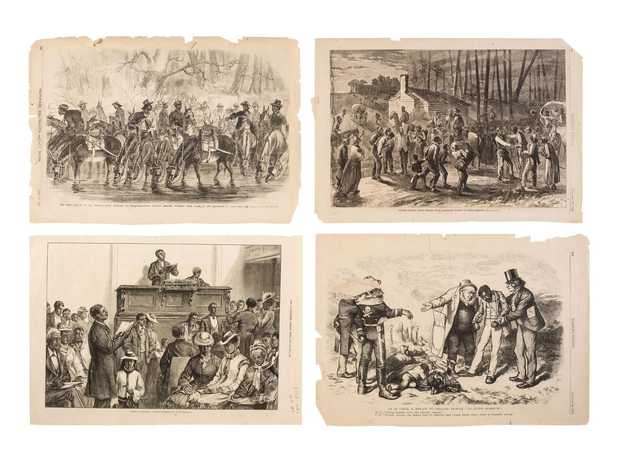 [CIVIL WAR]. A group of engravings presenting scenes and subjects mostly related to enslavement and the Civil War.