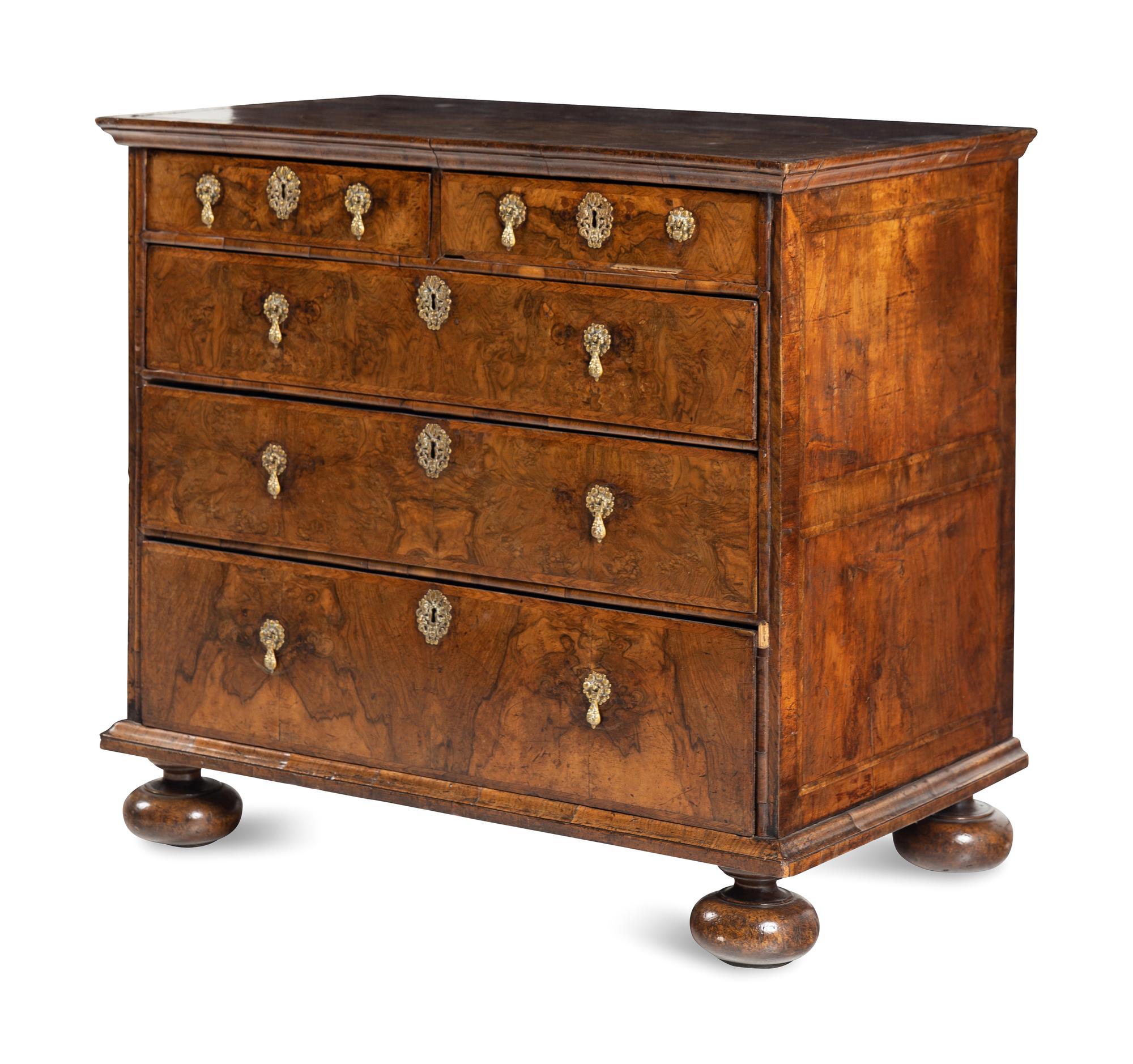 A William and Mary Walnut Chest of Drawers