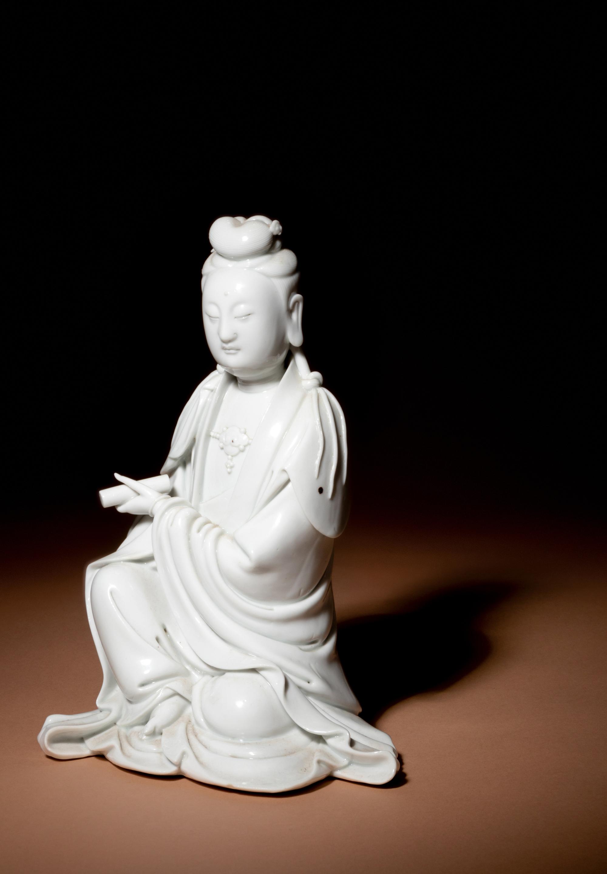 A Blanc-de-Chine Porcelain Figure of Guanyin