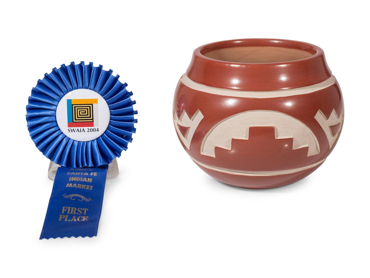 Award Winning Carved Redware Pottery Bowl