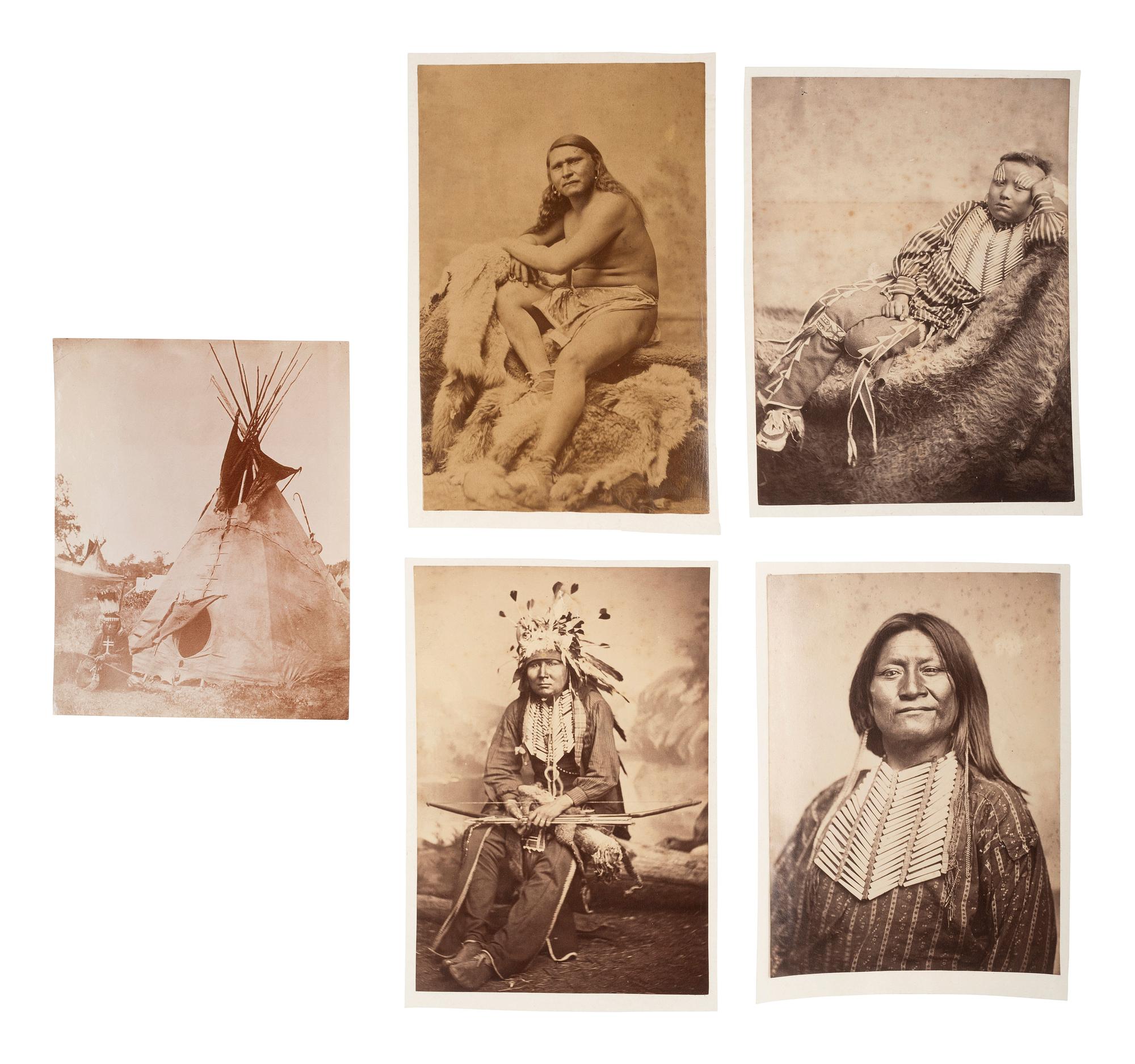 SOULE, William S. (1836-1908), photographer. A group of 6 albumen photographs featuring Native American subjects. Ca late 1860s-1870s.