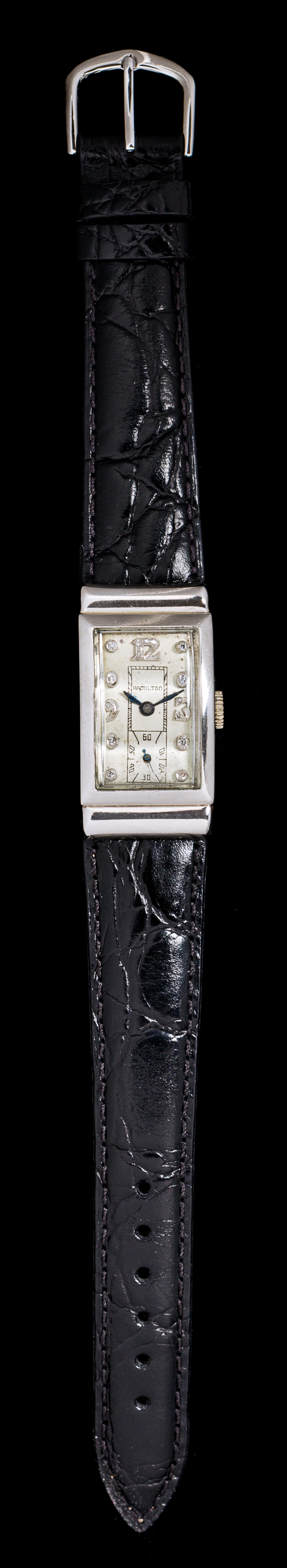 A Vintage Platinum and Diamond Wristwatch, Hamilton,