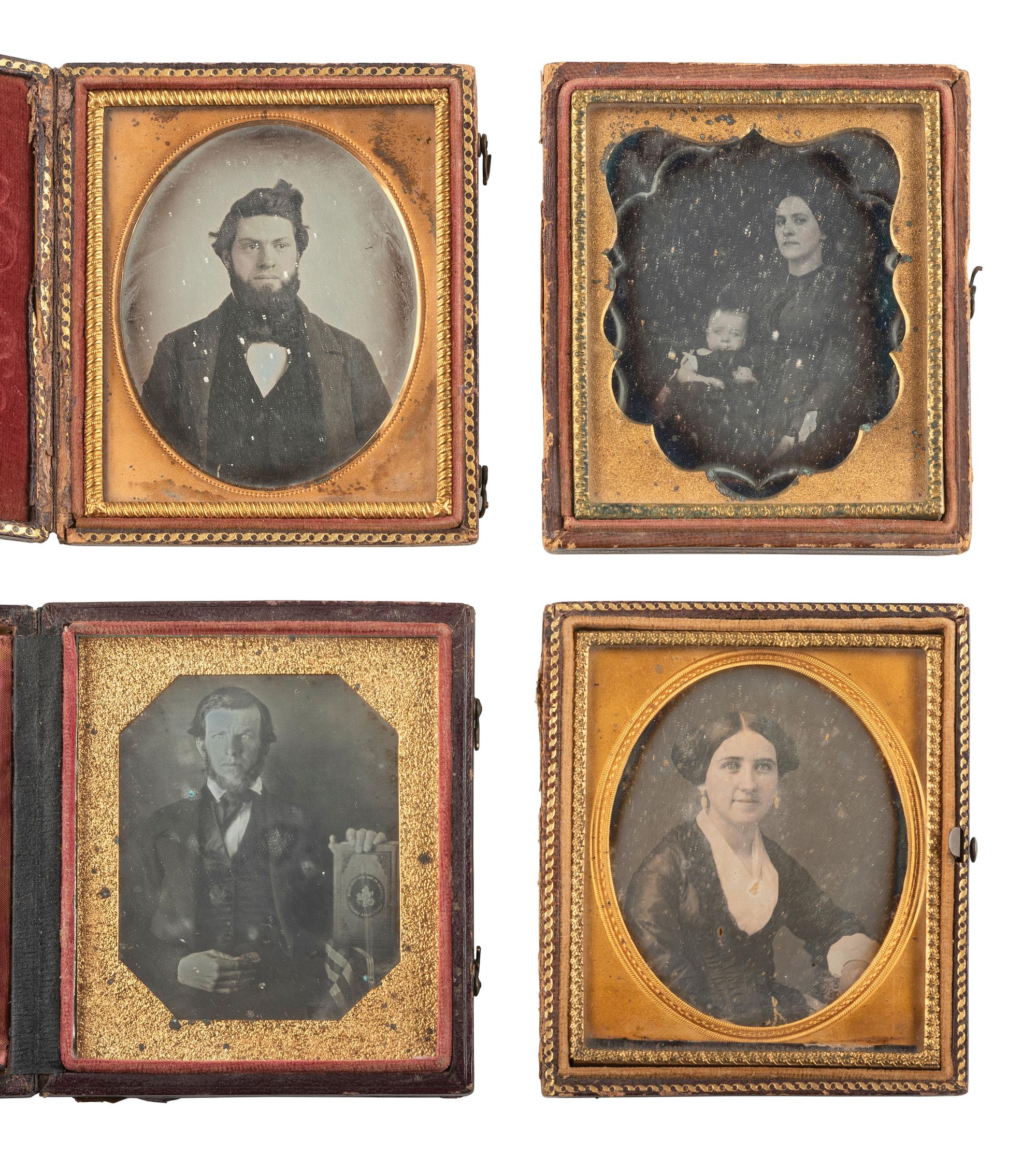 [EARLY PHOTOGRAPHY]. 18 assorted daguerreotypes incl. half plate examples by GERMON and WHITEHURST.