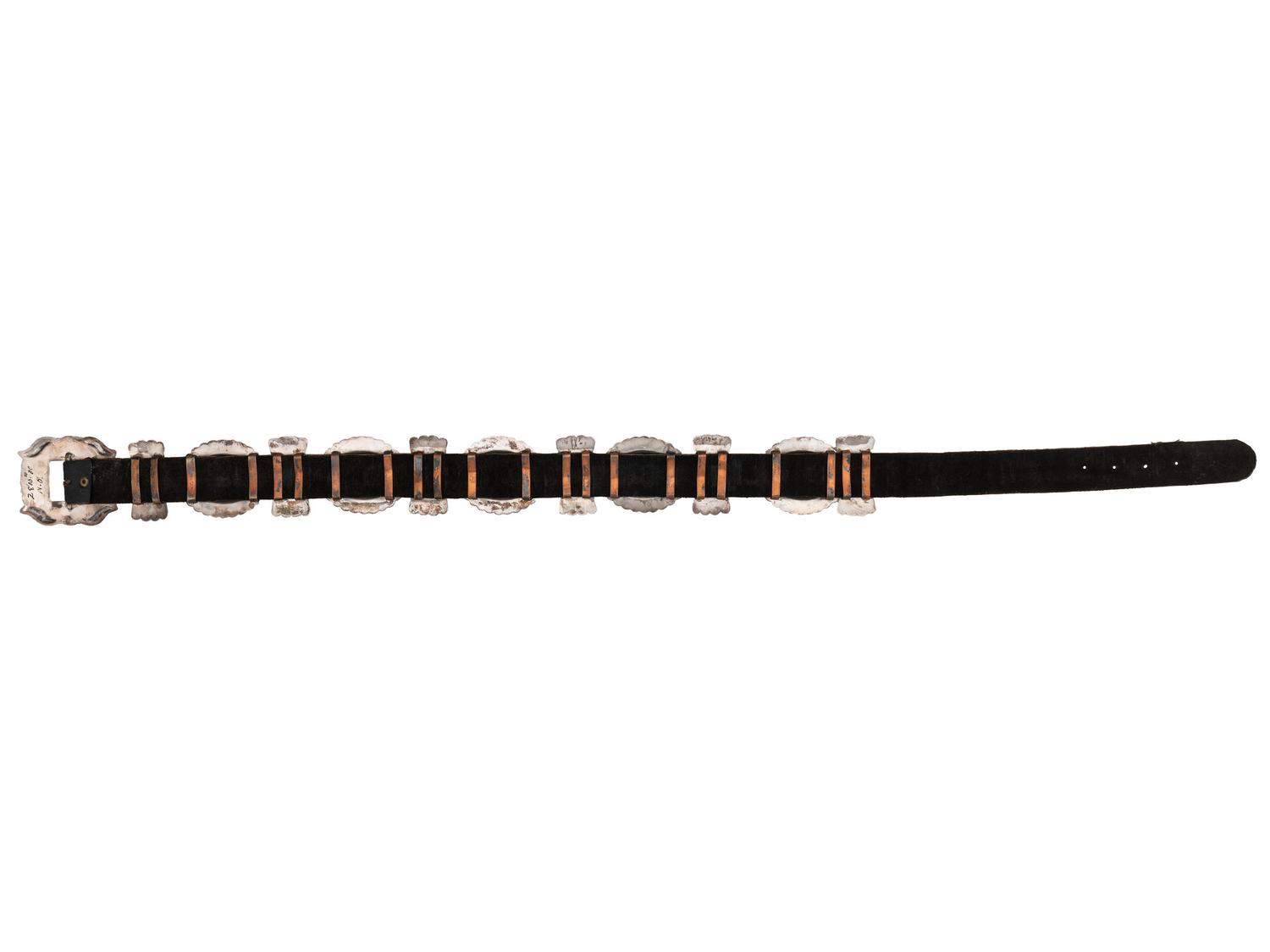 Navajo Silver and Coral Cluster Concha Belt