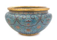 A Large Cloisonne Enamel Fish Bowl Diameter 22 inches.
