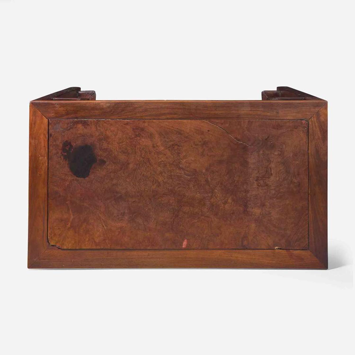 A Chinese huamu-inset hardwood side table