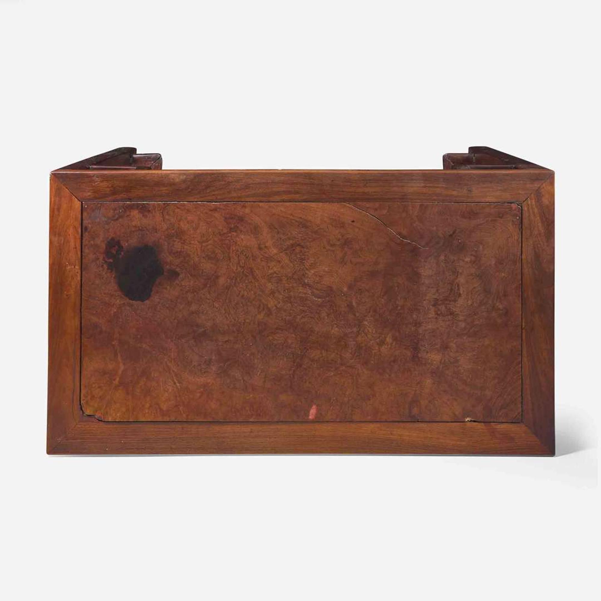 A Chinese huamu-inset hardwood side table