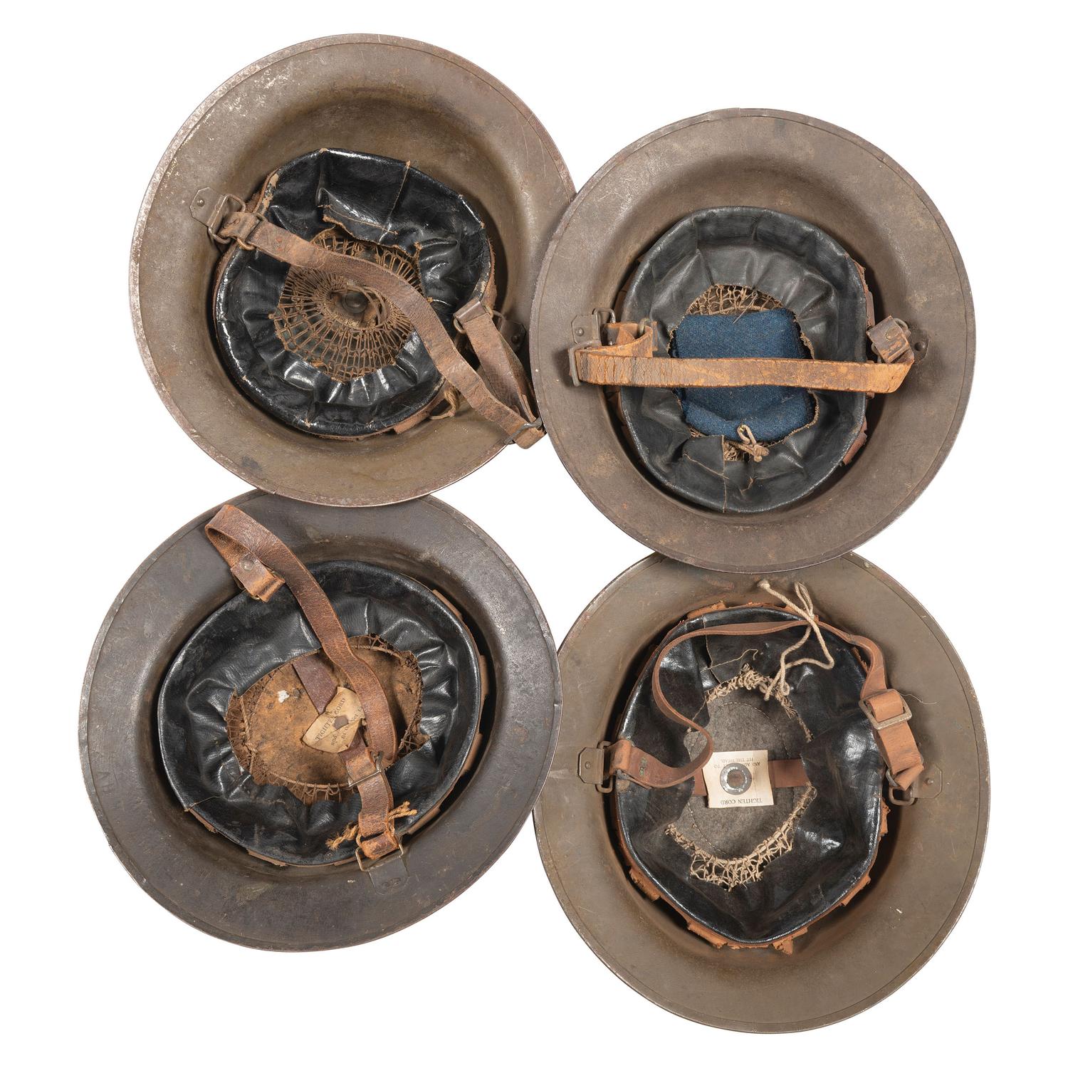 Group of Four WWI M1917 Helmets, Including 5th Infantry Division