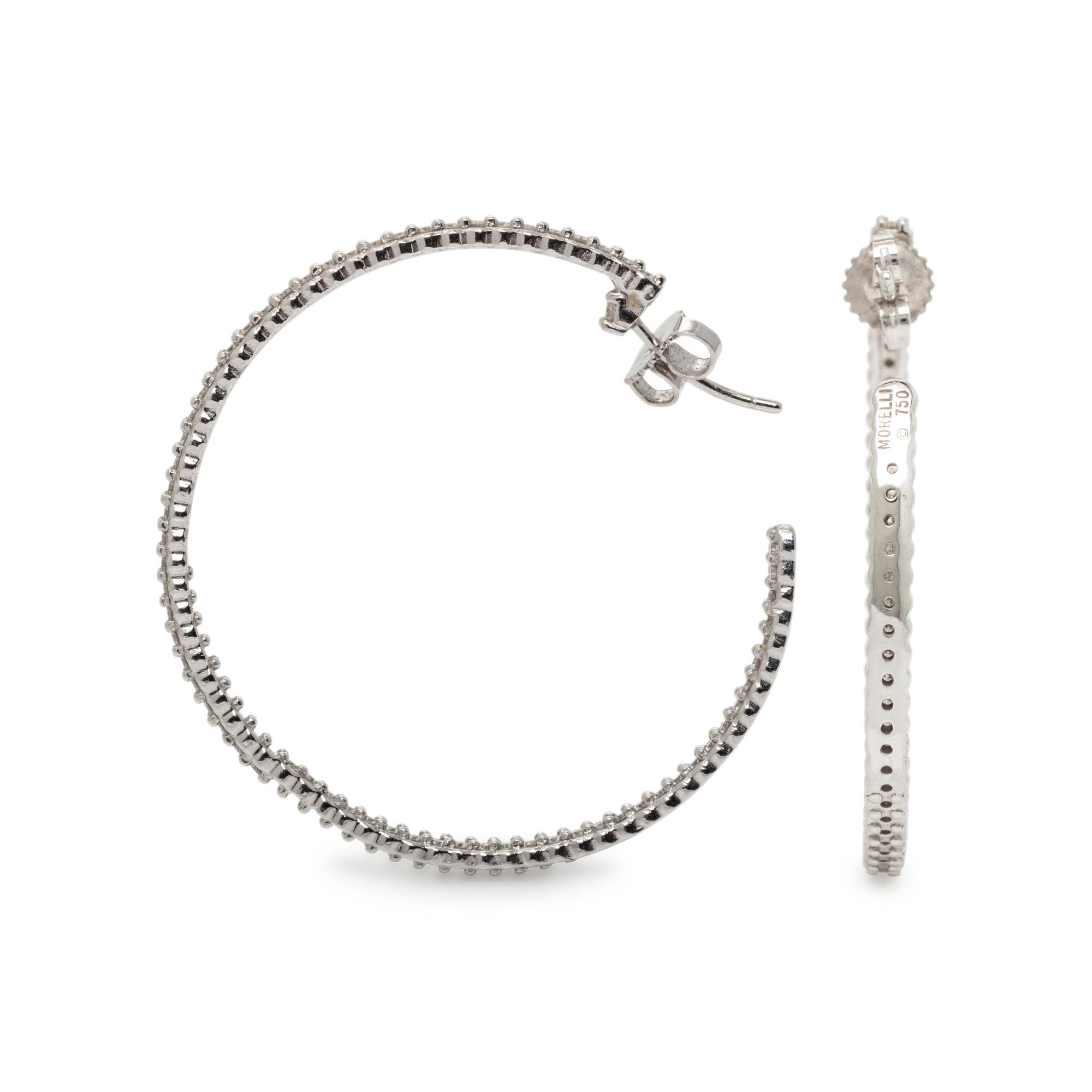 PAUL MORELLI, DIAMOND AND WHITE GOLD INSIDE OUT HOOP EARRINGS
