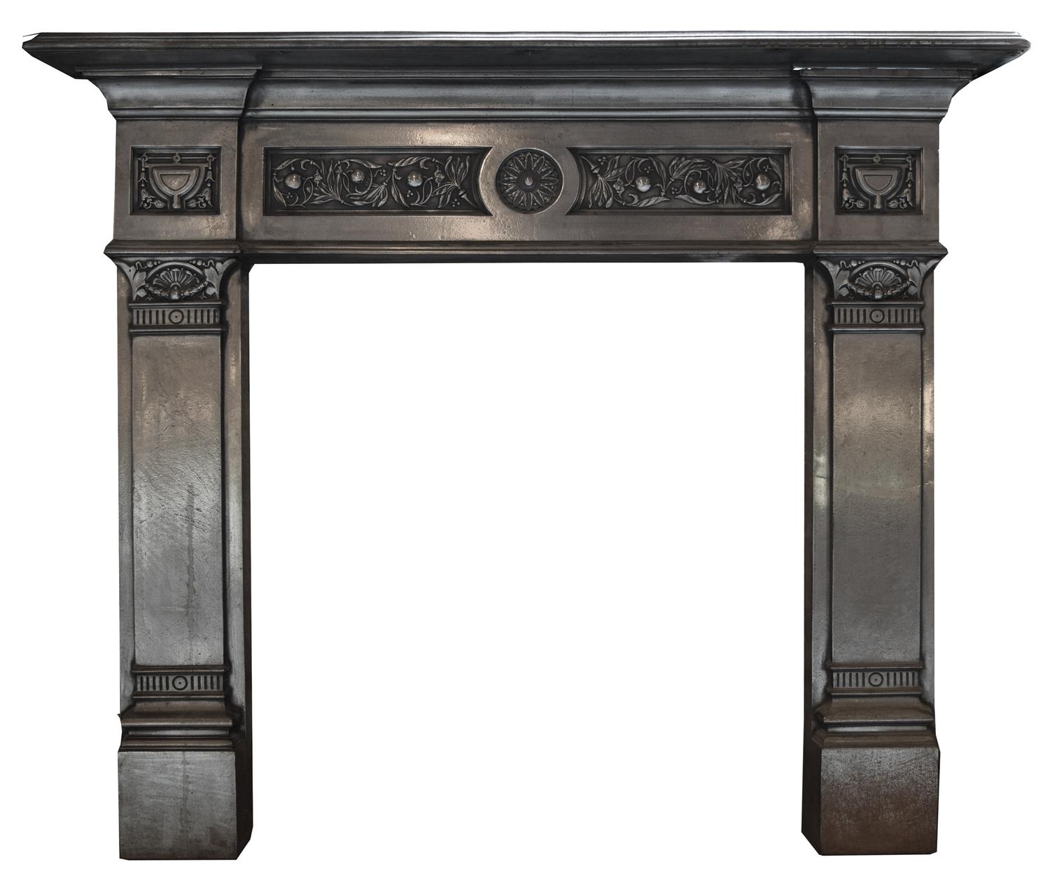 A Cast Iron Fireplace Mantel 58.5" W x 9" D x 53.5" H — England, Late 19th Century