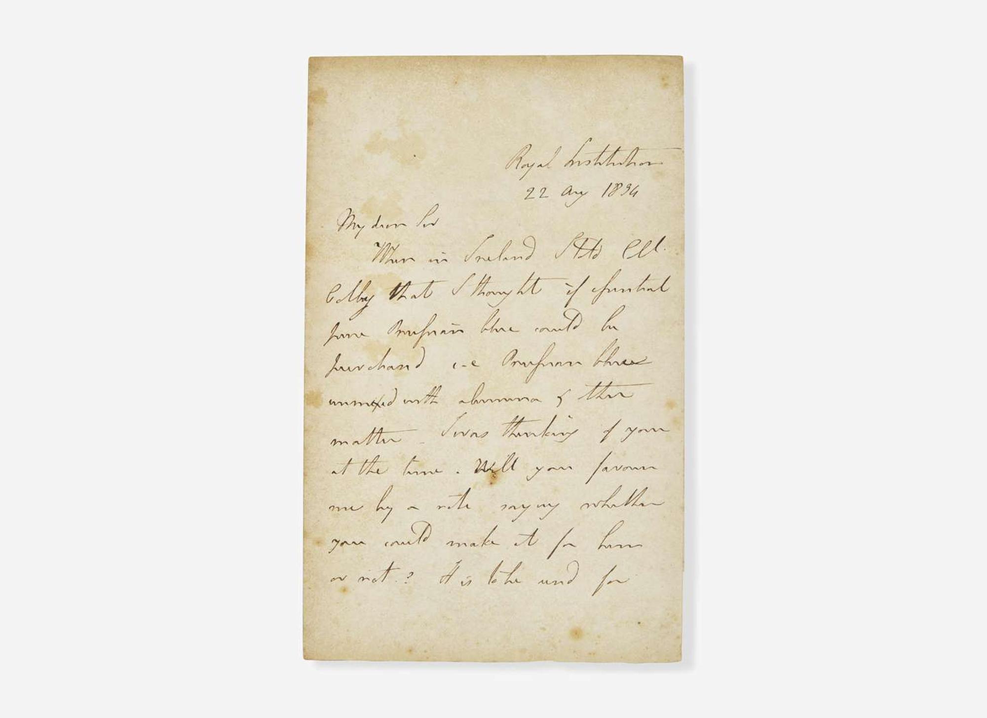 [Science, Medicine & Mathematics] Faraday, Michael: Autograph Letter, signed