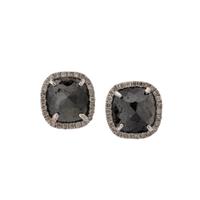 BLACK DIAMOND AND DIAMOND STUD EARRINGS