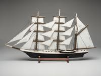 A Carved and Painted Wood Model of a Ship