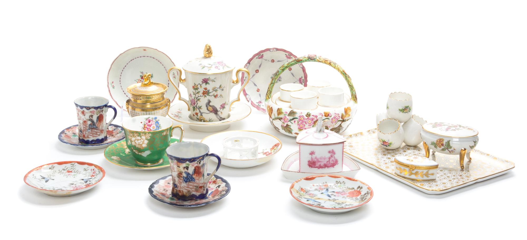 A Collection of Porcelain Table Articles Height of first overall 12 inches. — 20TH CENTURY