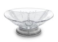A Glass Three-Part Relish Dish on Silver Stand Diameter 8 1/4 inches. — SHEFFIELD SILVER CO., BROOKLYN, NY