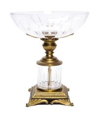 A Gilt Metal Mounted Cut Glass Center Bowl Height 13 7/8 inches.