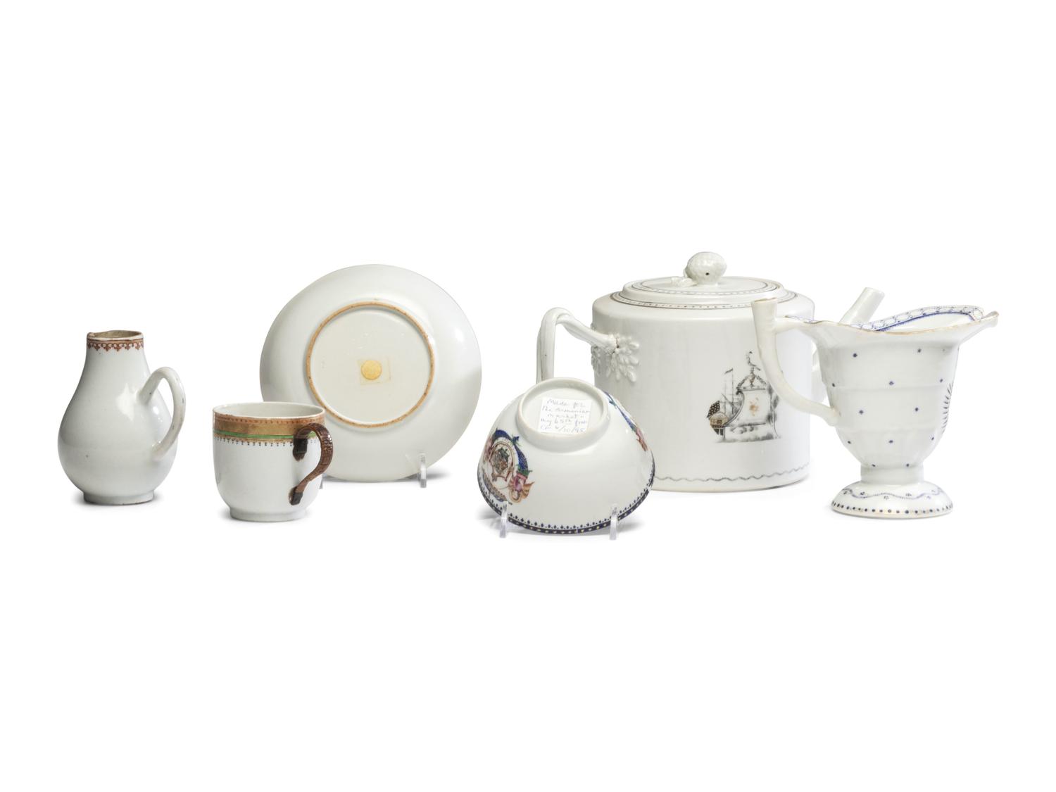 Six Chinese Export Porcelain Armorial Articles