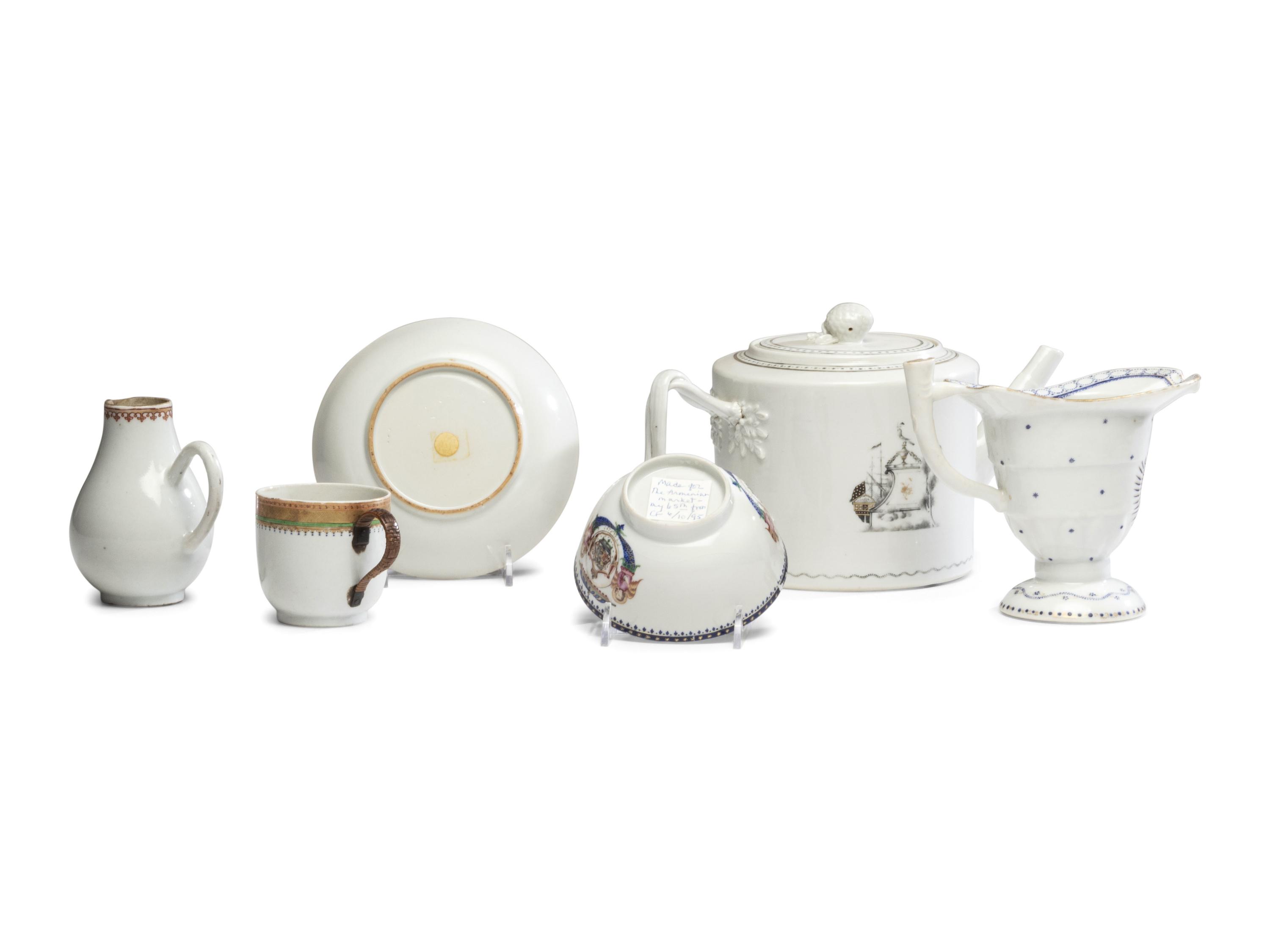 Six Chinese Export Porcelain Armorial Articles