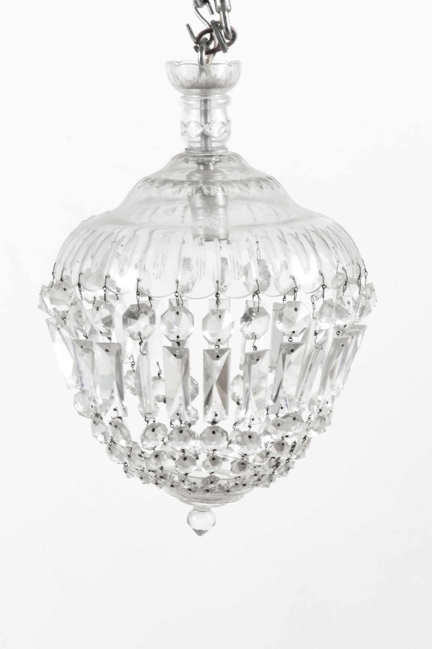 A Beaded Cut Glass Ceiling Fixture
