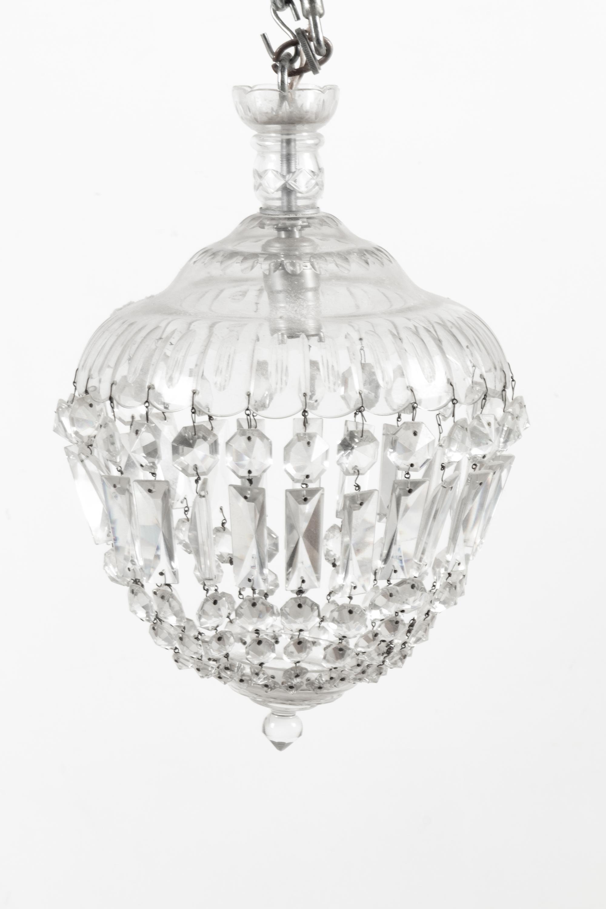A Beaded Cut Glass Ceiling Fixture
