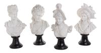 A Set of Four Italian Marble Busts Height of tallest 11 7/8 inches. — 20TH CENTURY