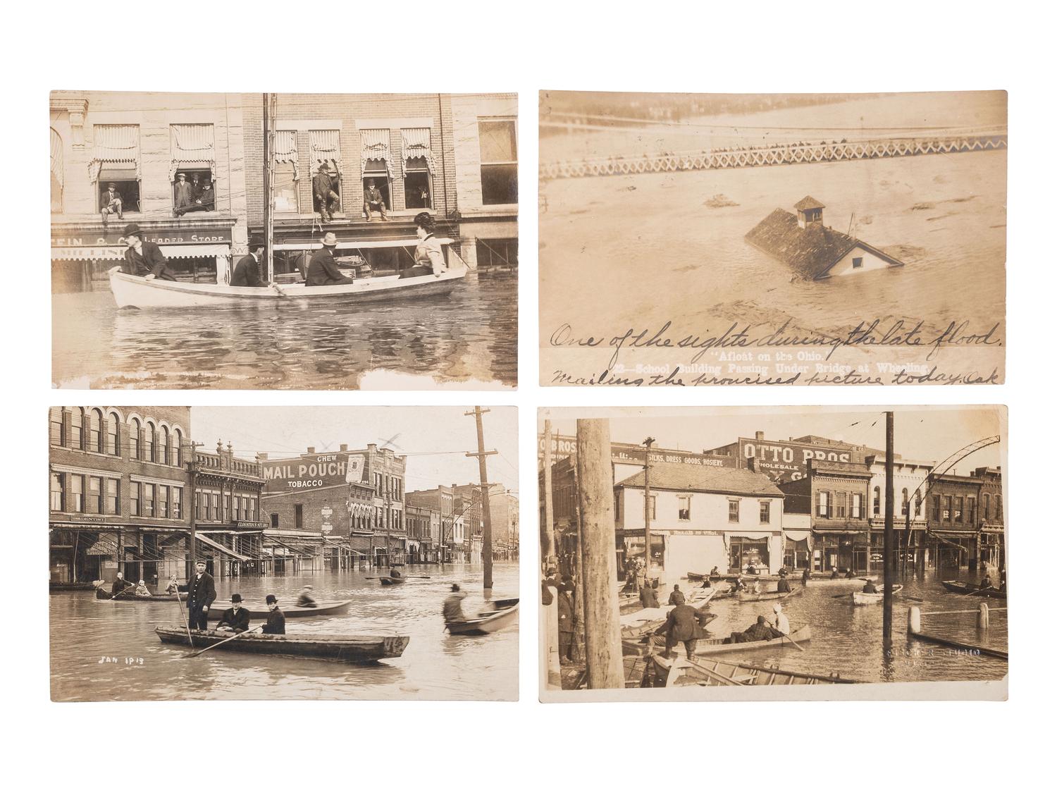[EPHEMERA]. 35 RPPCs of floods, incl. the Great Flood of 1913.