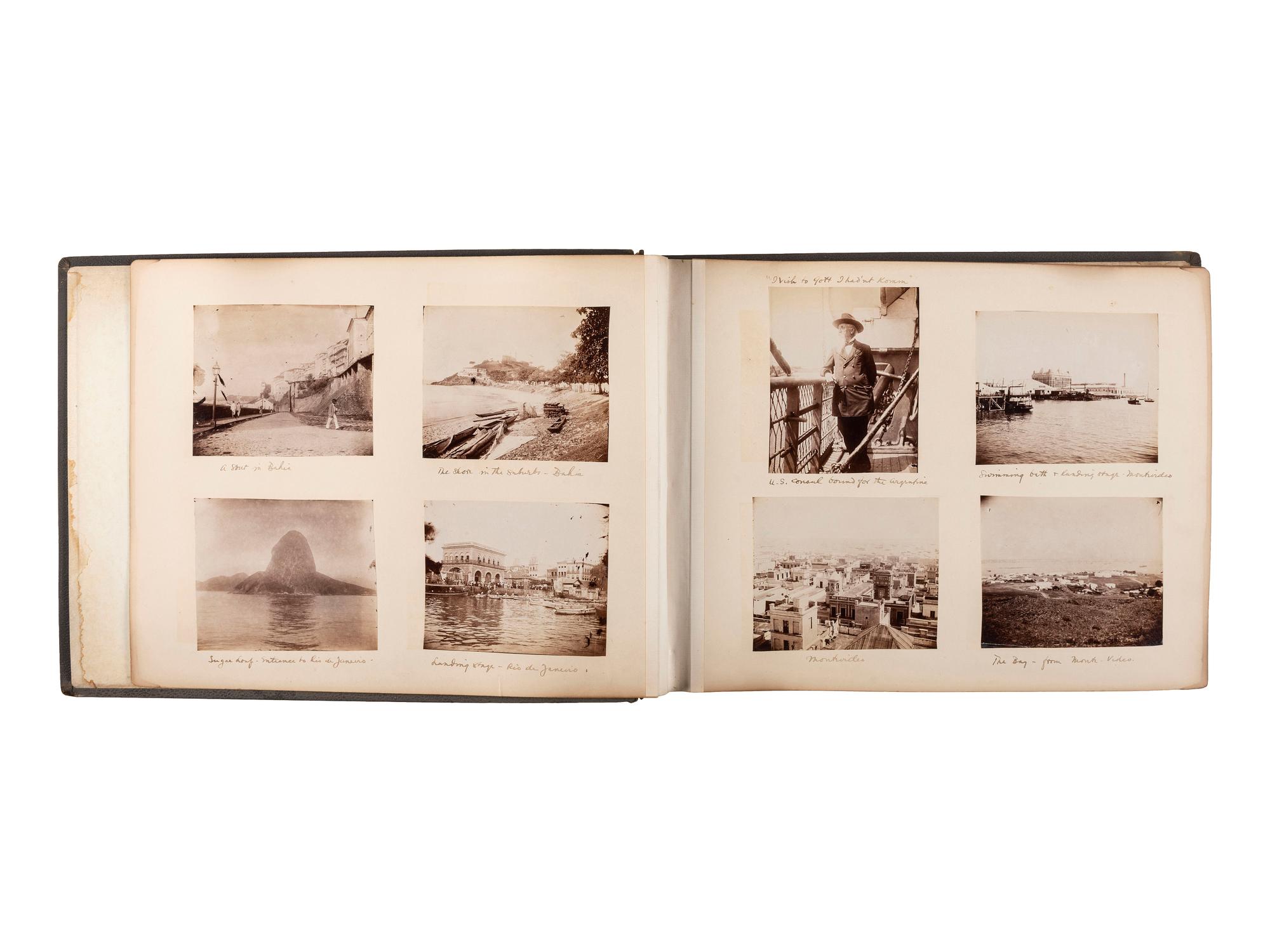 [EARLY PHOTOGRAPHY]. 3 albums documenting international travel. Ca 1892-1898.